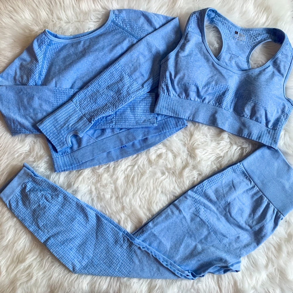 Powder Blue Three Piece Gym Set